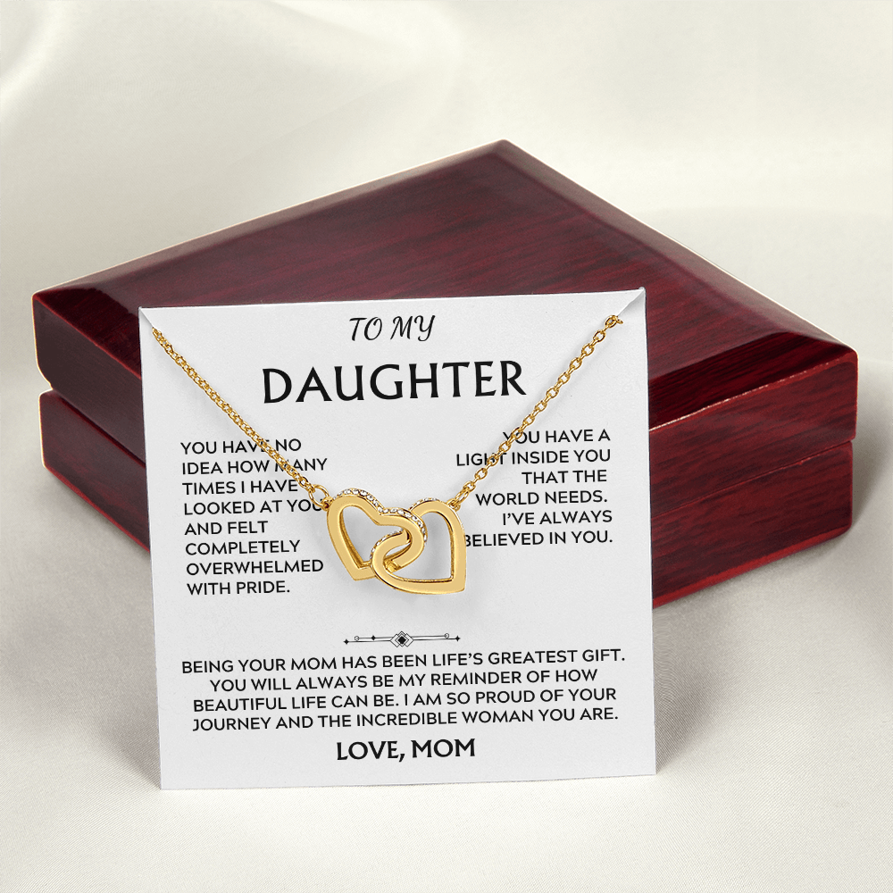 To Daughter, from Mom. Loving, heartfelt, warmhearted necklace.
