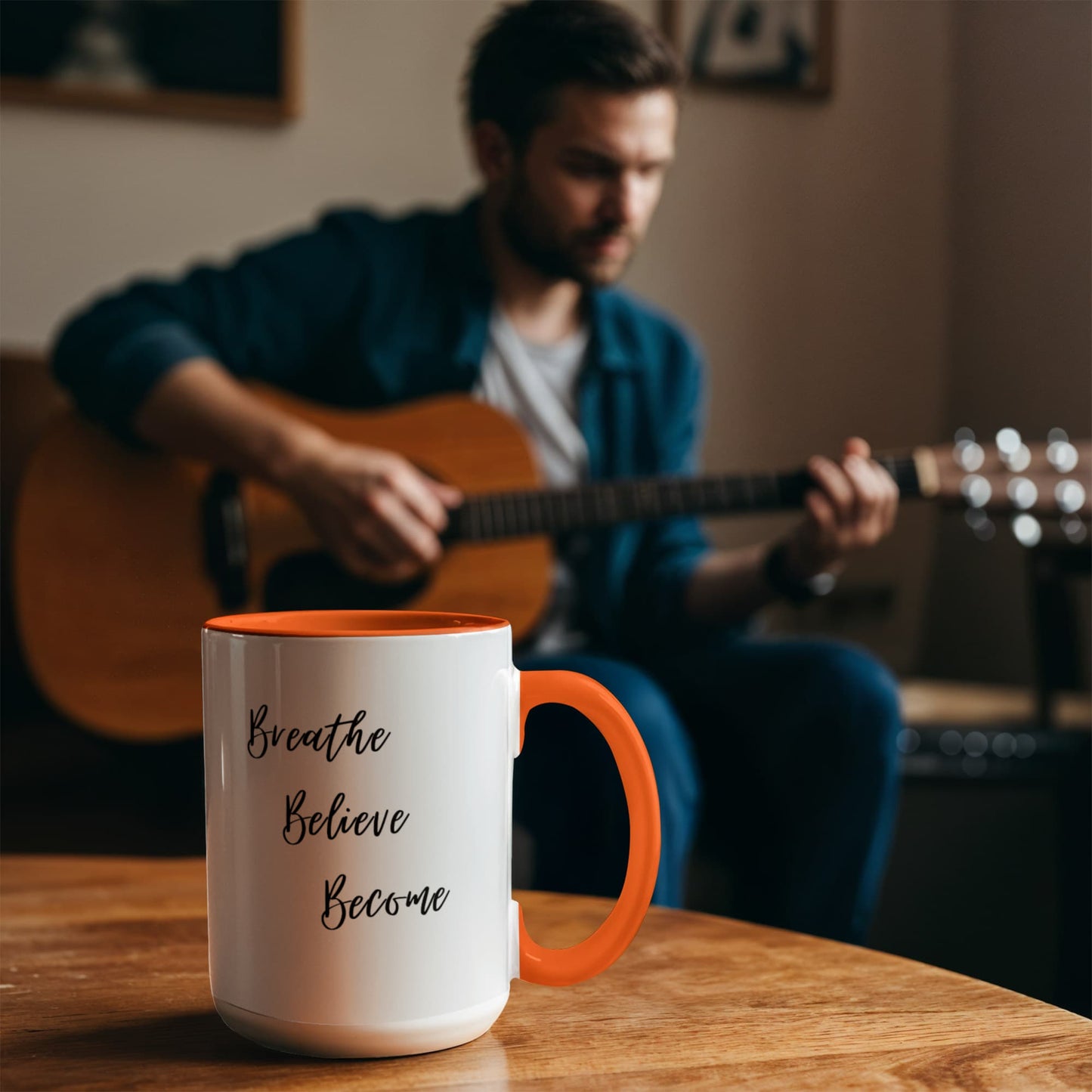 Breathe. Believe. Become. Ceramic Mugs.