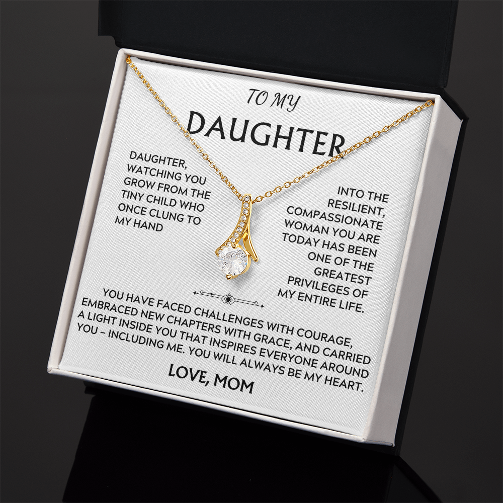 To Daughter, from Mom. Loving, heartfelt, inspirational necklace.