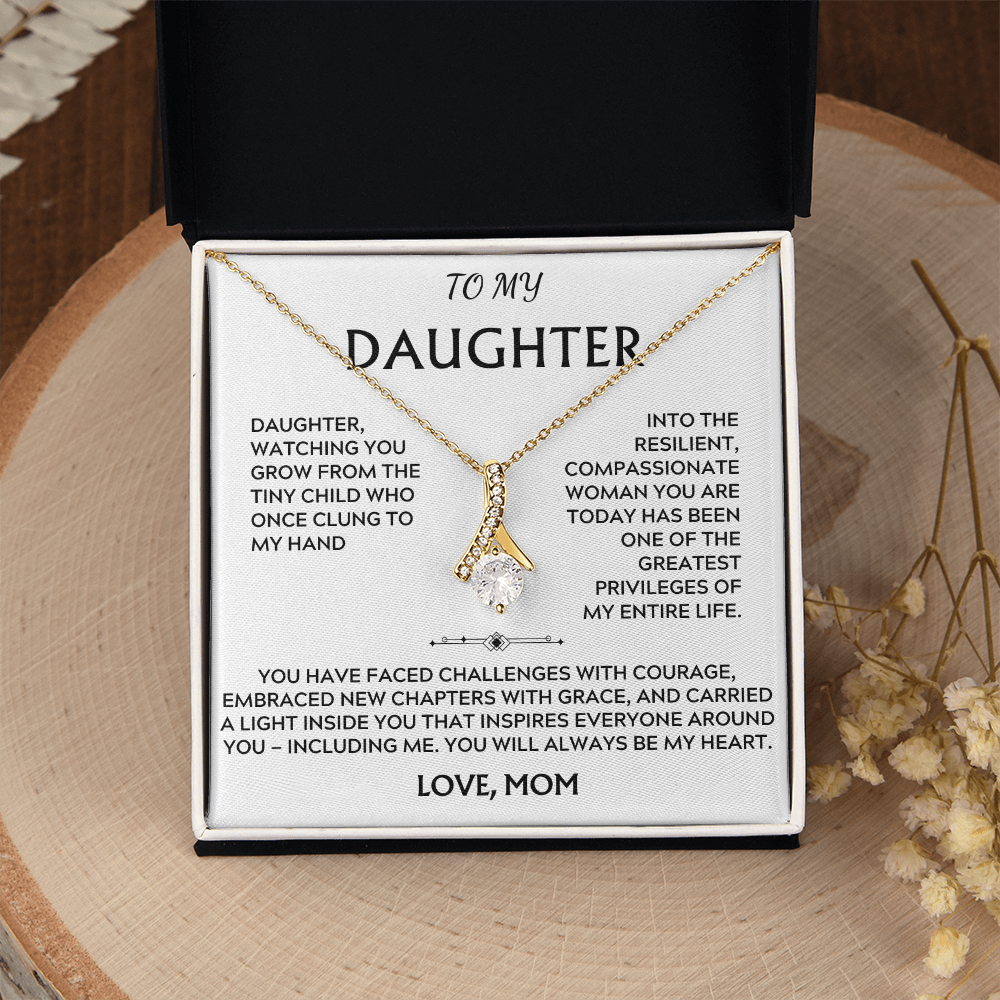 To Daughter, from Mom. Loving, heartfelt, inspirational necklace.