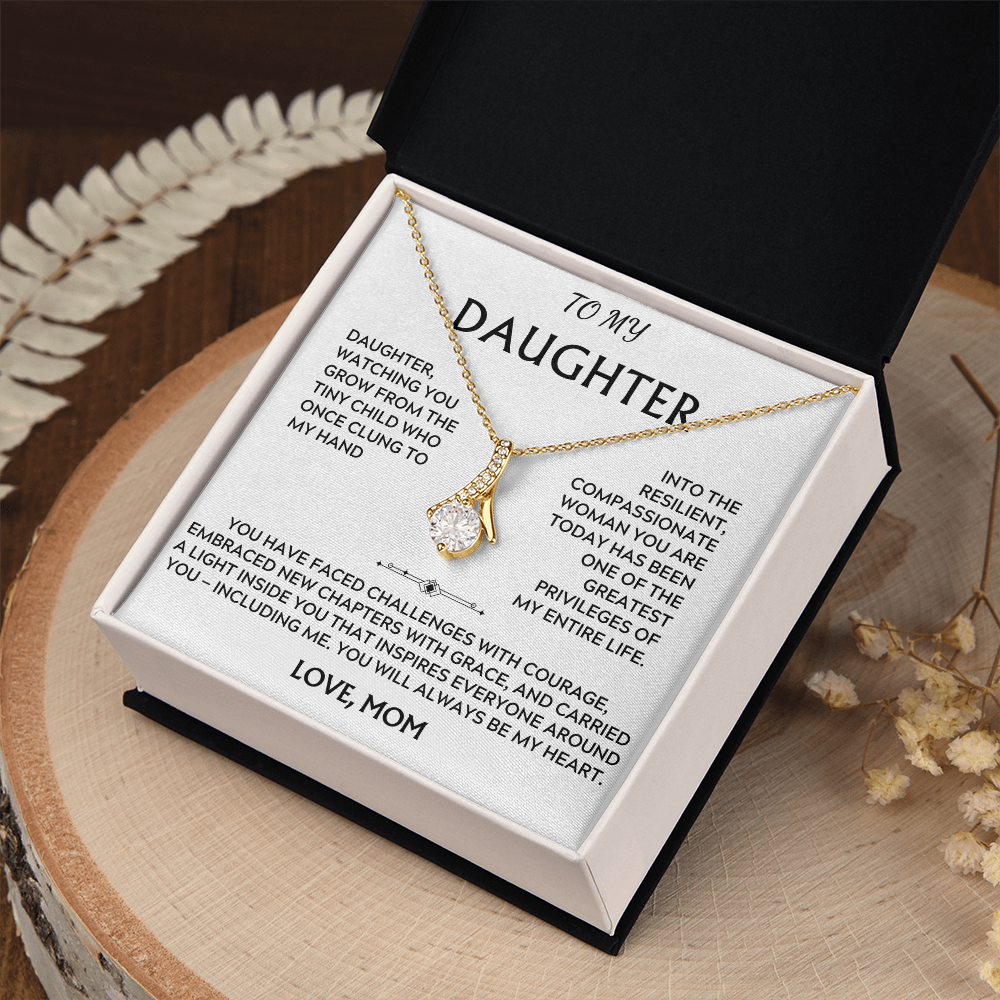 To Daughter, from Mom. Loving, heartfelt, inspirational necklace.