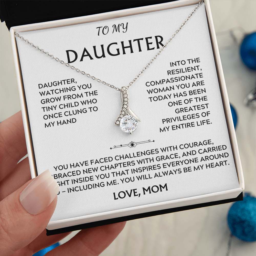To Daughter, from Mom. Loving, heartfelt, inspirational necklace.