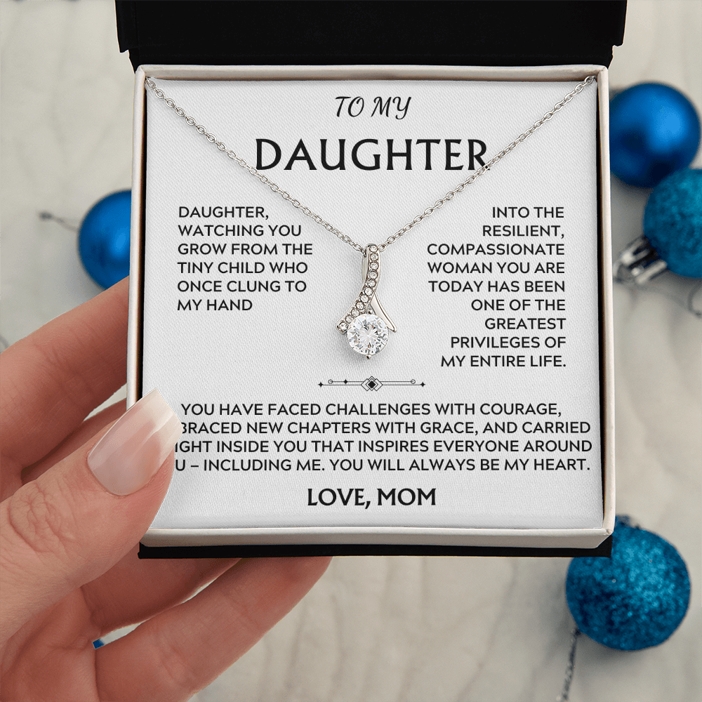 To Daughter, from Mom. Loving, heartfelt, inspirational necklace.