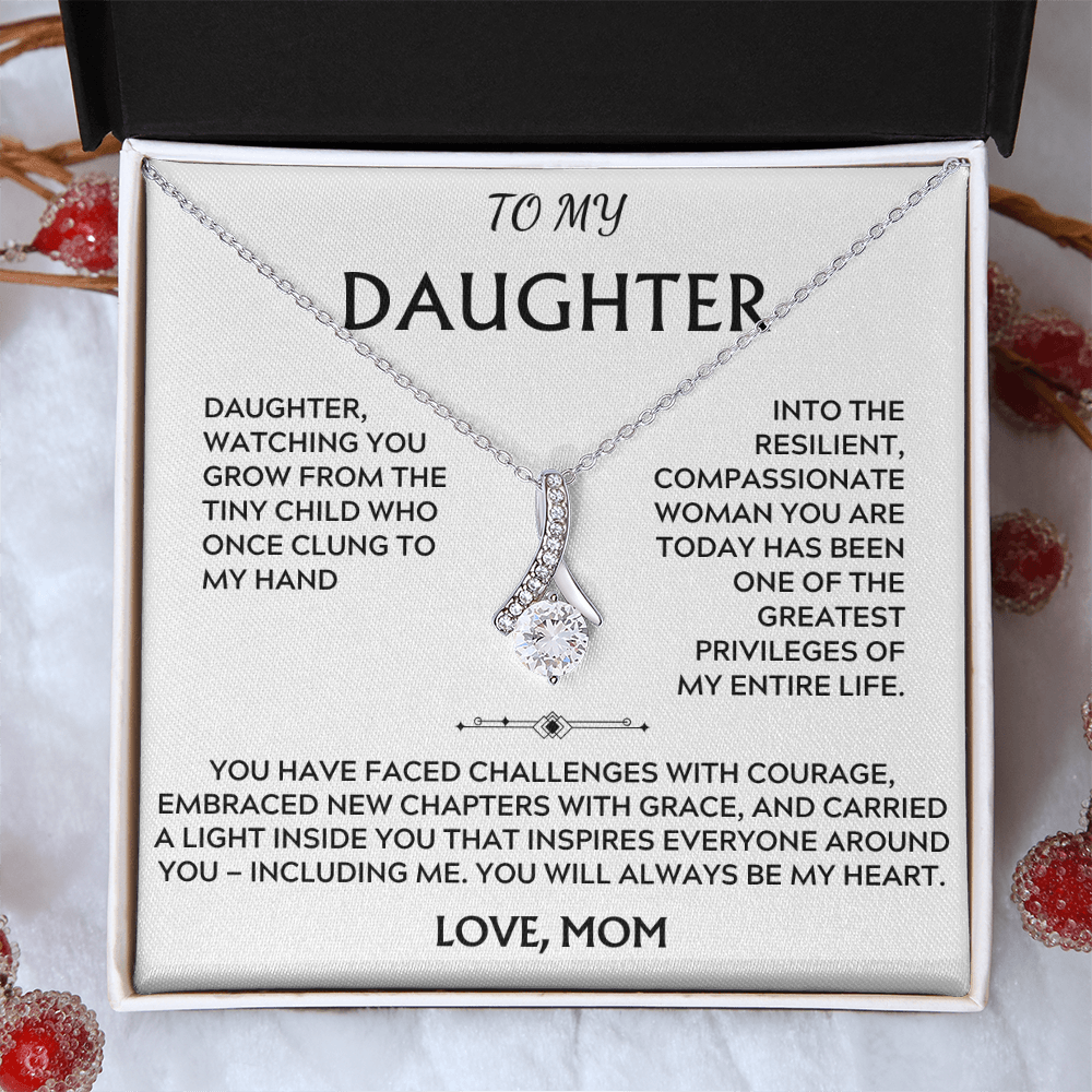 To Daughter, from Mom. Loving, heartfelt, inspirational necklace.