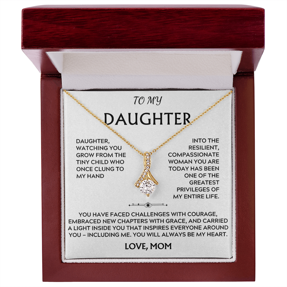 To Daughter, from Mom. Loving, heartfelt, inspirational necklace.