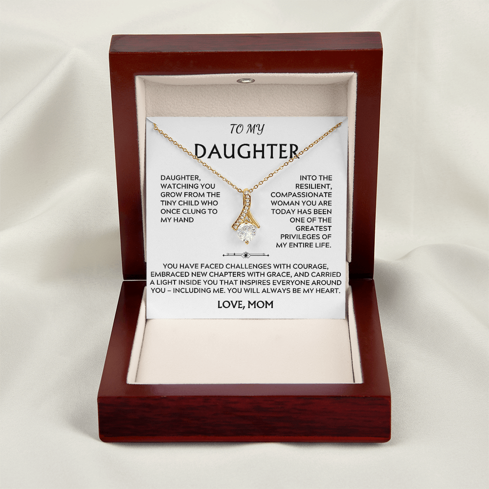 To Daughter, from Mom. Loving, heartfelt, inspirational necklace.