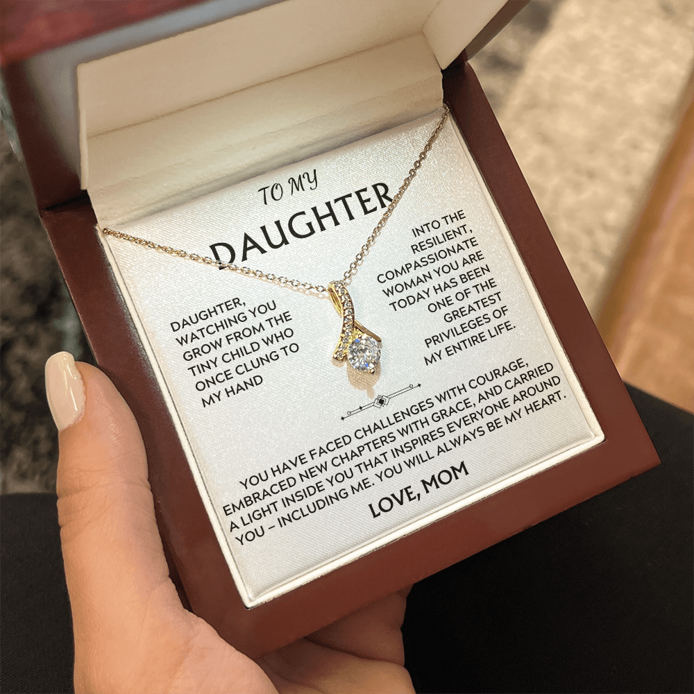 To Daughter, from Mom. Loving, heartfelt, inspirational necklace.