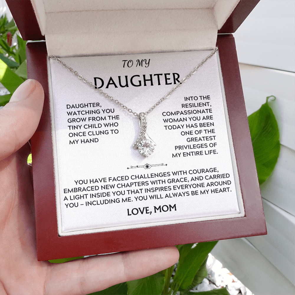To Daughter, from Mom. Loving, heartfelt, inspirational necklace.