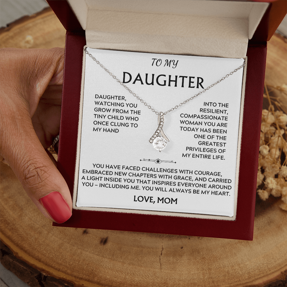 To Daughter, from Mom. Loving, heartfelt, inspirational necklace.