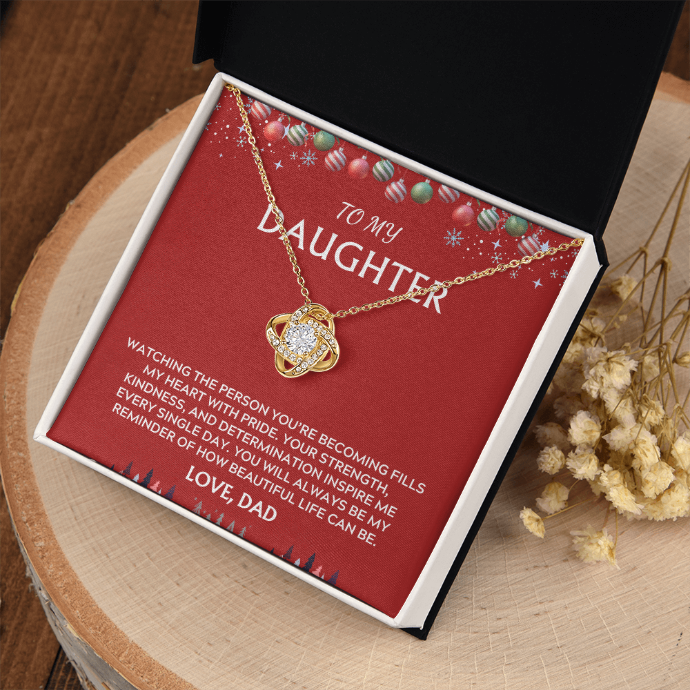 To Daughter, from Dad. Inspirational message with a holiday background.