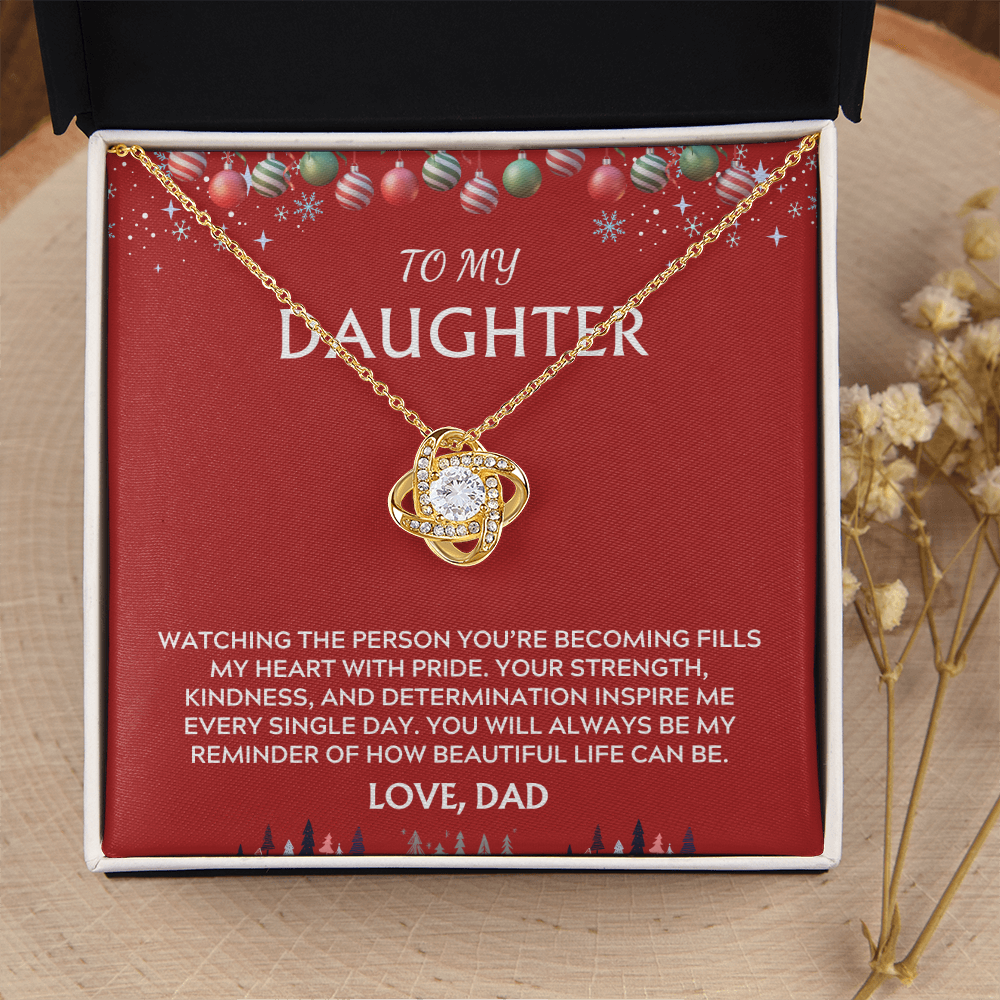 To Daughter, from Dad. Inspirational message with a holiday background.