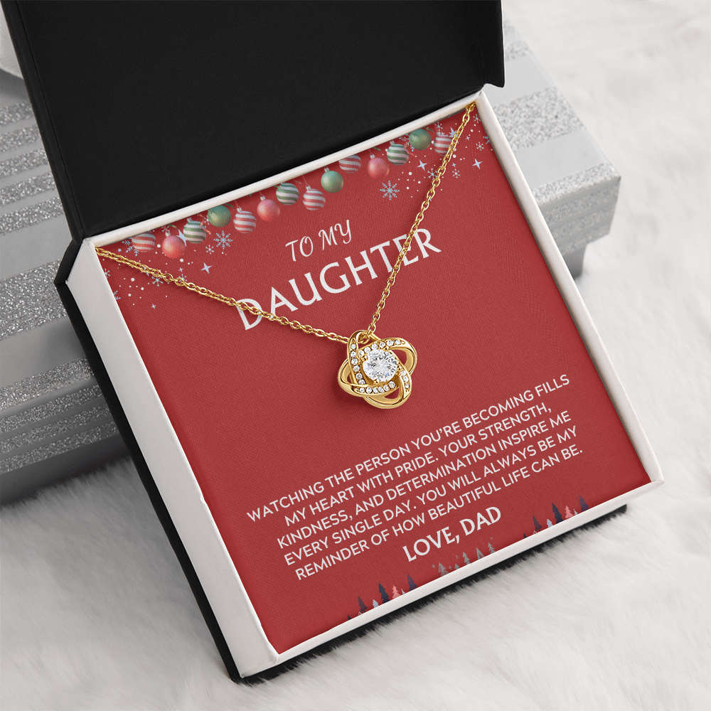 To Daughter, from Dad. Inspirational message with a holiday background.