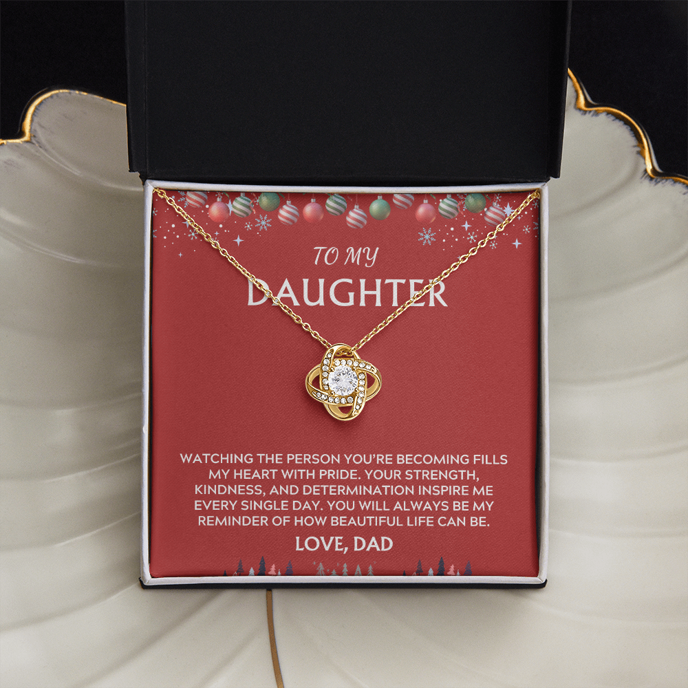 To Daughter, from Dad. Inspirational message with a holiday background.