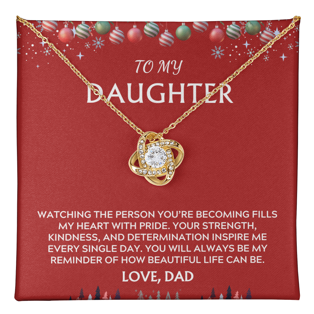 To Daughter, from Dad. Inspirational message with a holiday background.