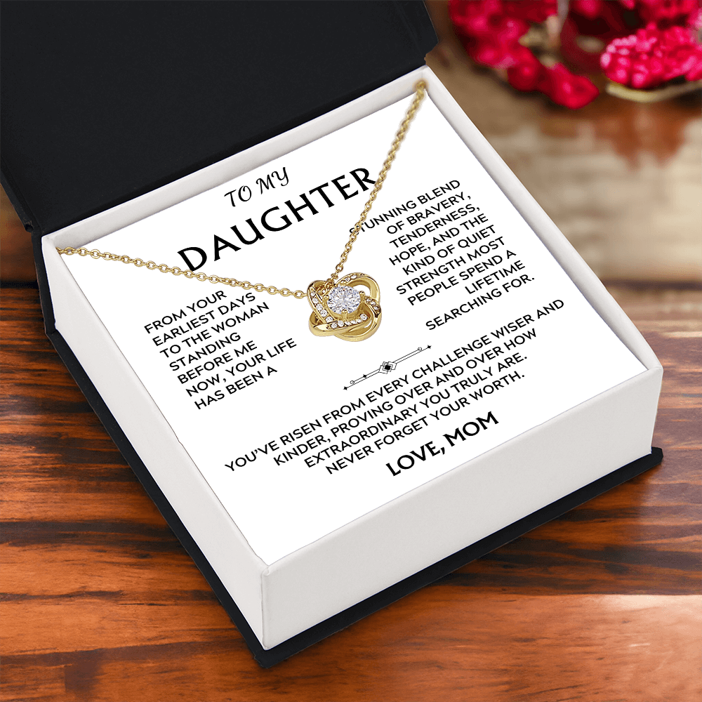 To Daughter, from Mom. Loving, inspiration, heartfelt necklace.