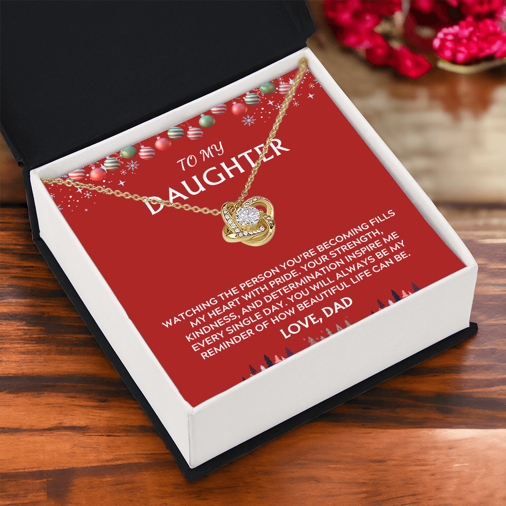 To Daughter, from Dad. Inspirational message with a holiday background.