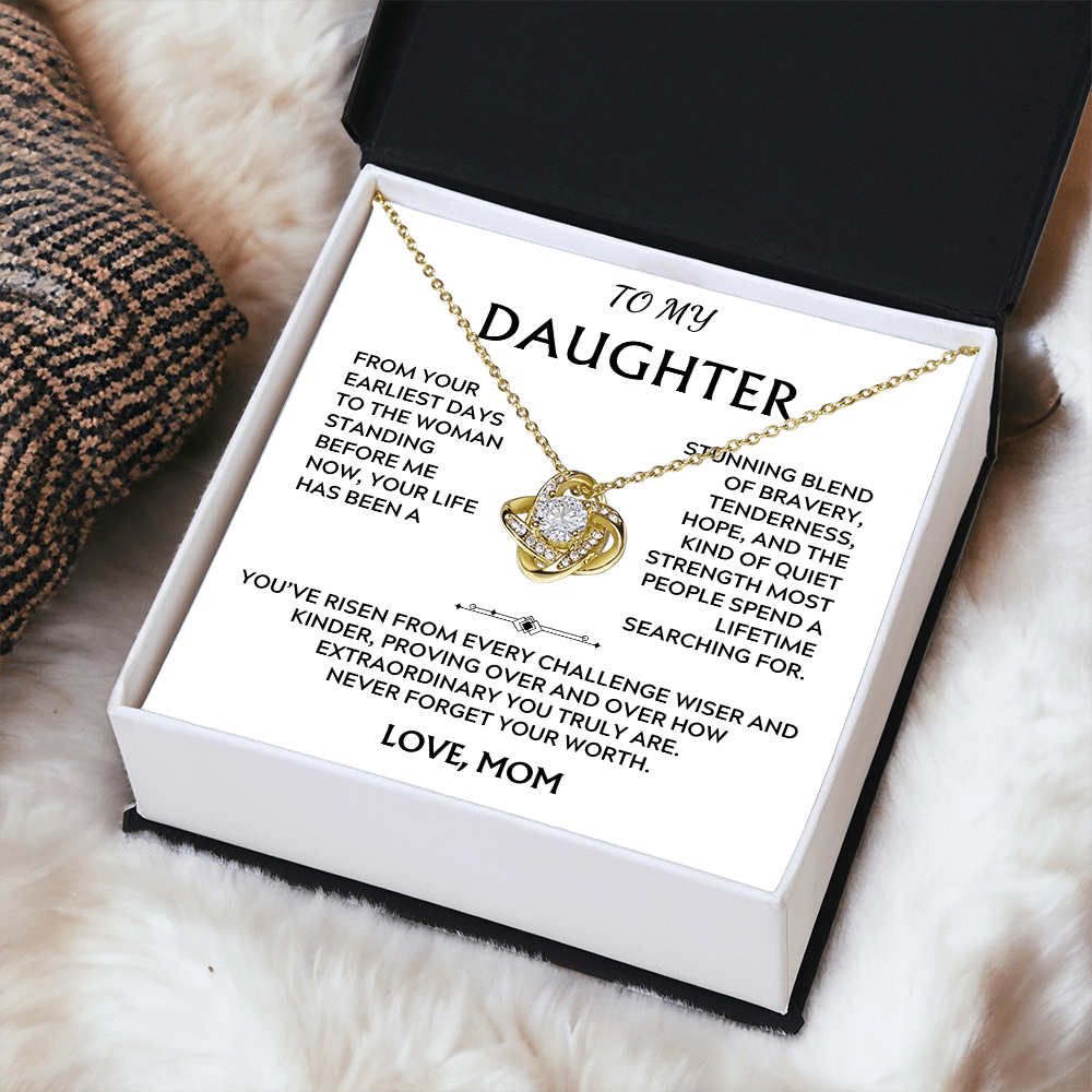 To Daughter, from Mom. Loving, inspiration, heartfelt necklace.