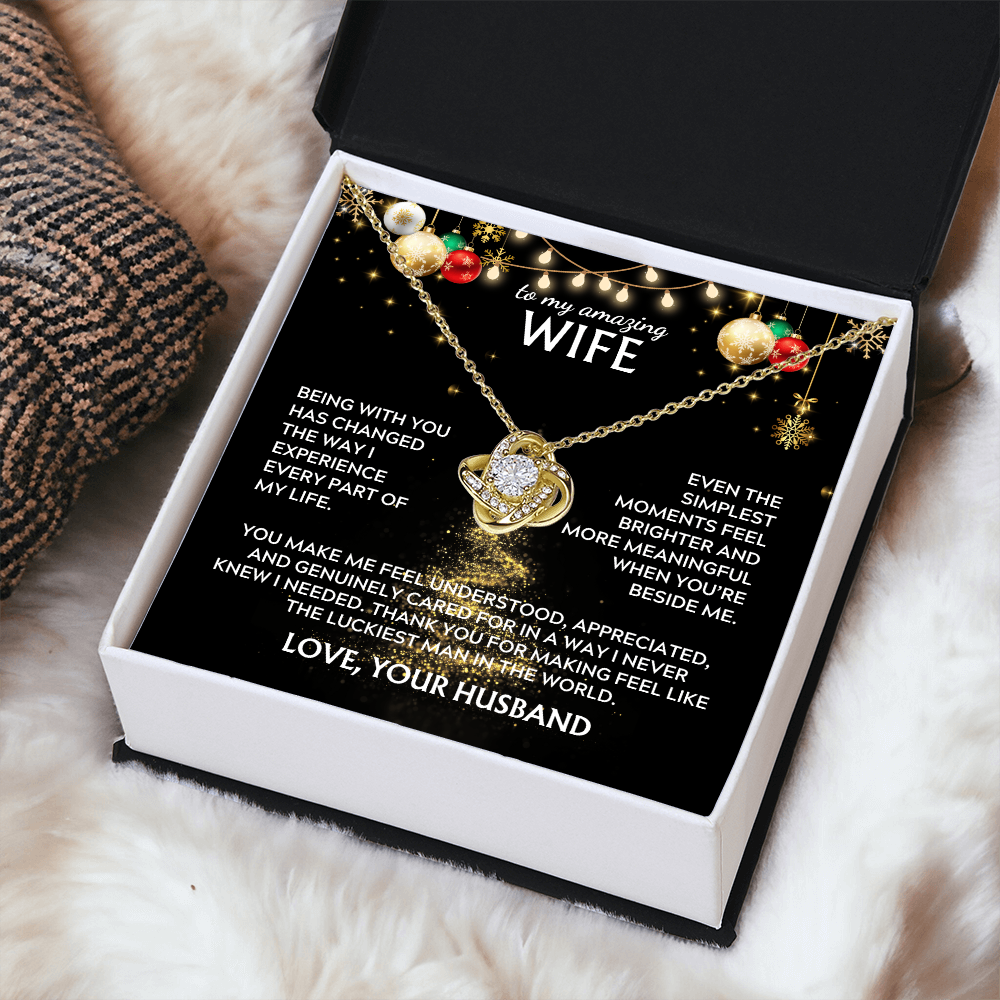 To wife, from husband. Luckiest man in the world. Holiday card.