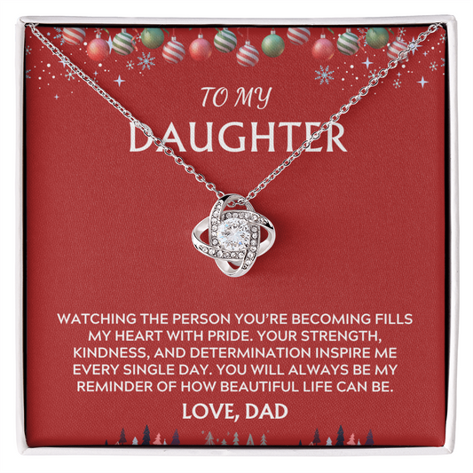 To Daughter, from Dad. Inspirational message with a holiday background.