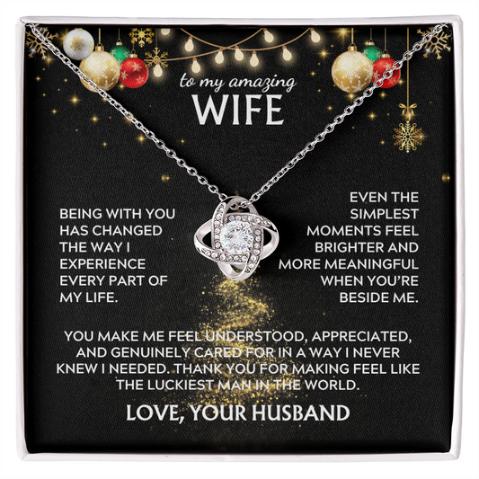 To wife, from husband. Luckiest man in the world. Holiday card.