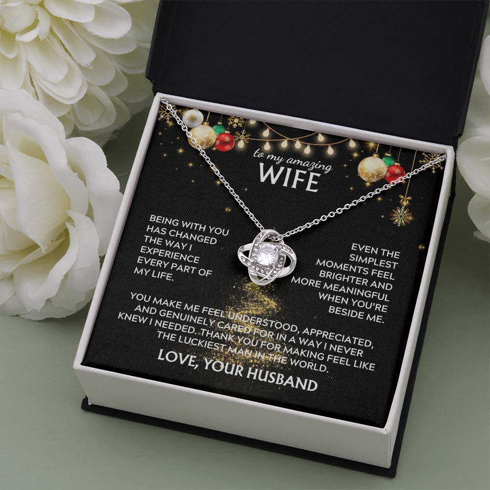 To wife, from husband. Luckiest man in the world. Holiday card.