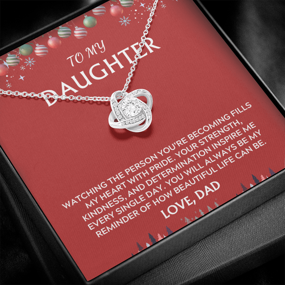 To Daughter, from Dad. Inspirational message with a holiday background.