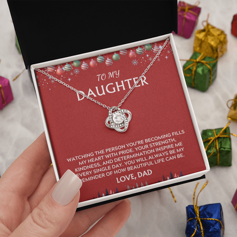 To Daughter, from Dad. Inspirational message with a holiday background.
