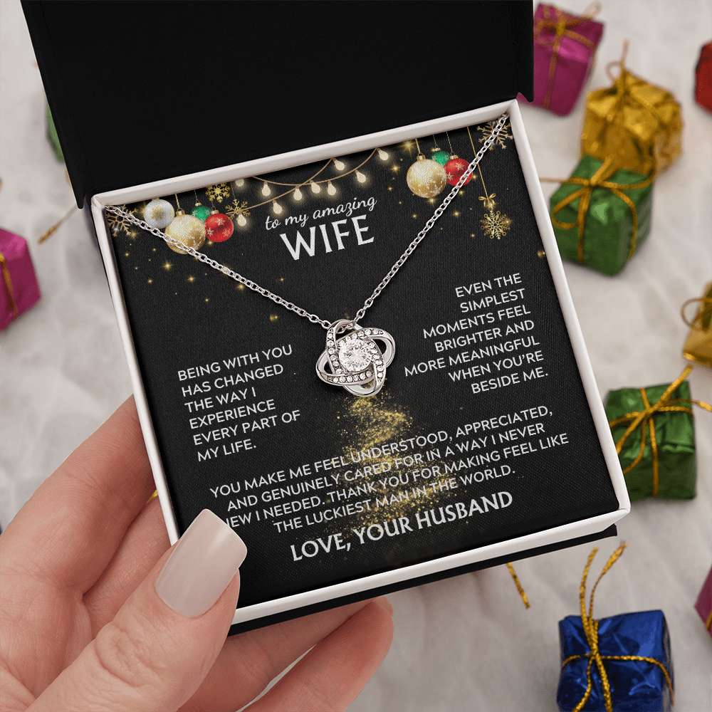 To wife, from husband. Luckiest man in the world. Holiday card.