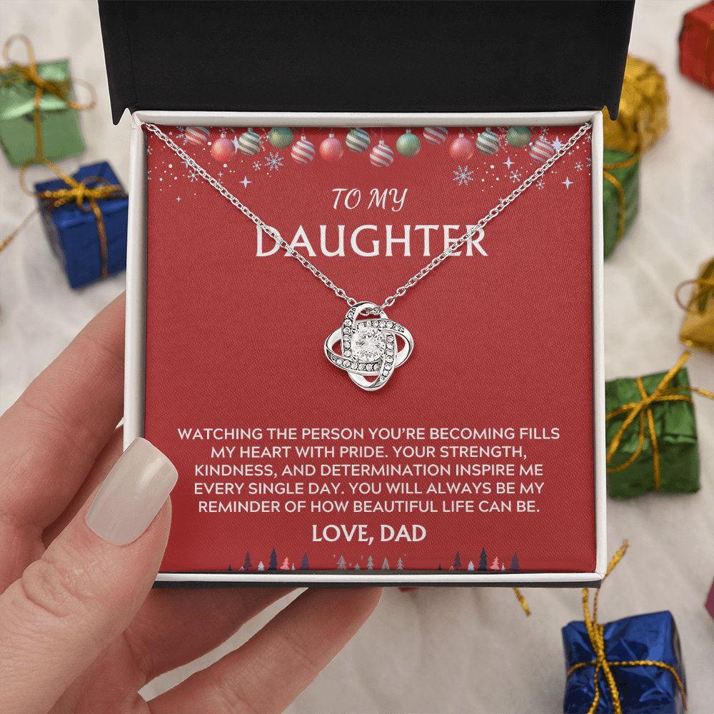 To Daughter, from Dad. Inspirational message with a holiday background.