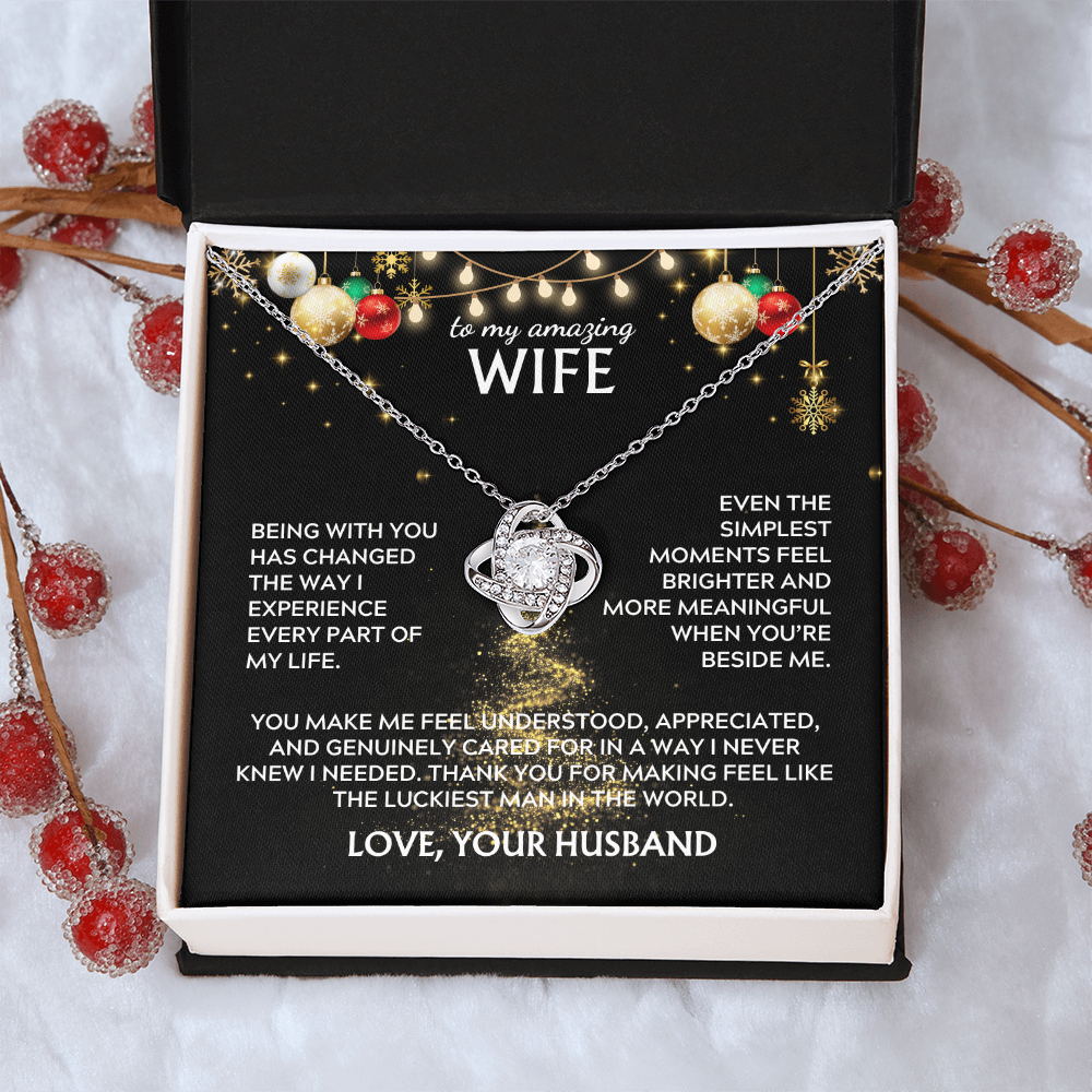 To wife, from husband. Luckiest man in the world. Holiday card.