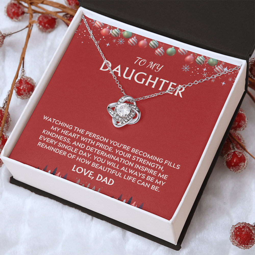To Daughter, from Dad. Inspirational message with a holiday background.