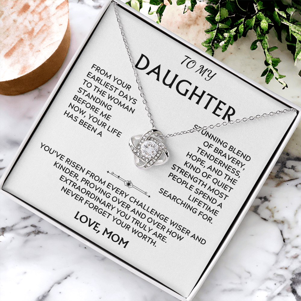 To Daughter, from Mom. Loving, inspiration, heartfelt necklace.