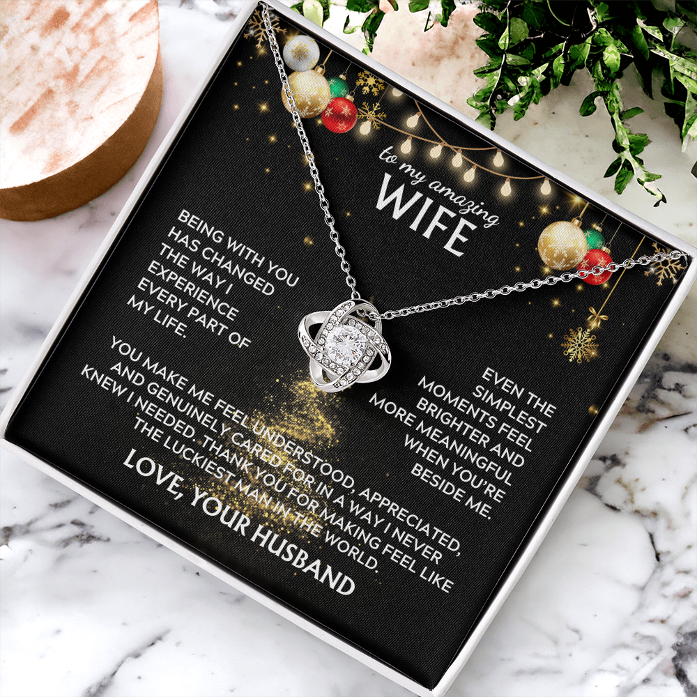 To wife, from husband. Luckiest man in the world. Holiday card.