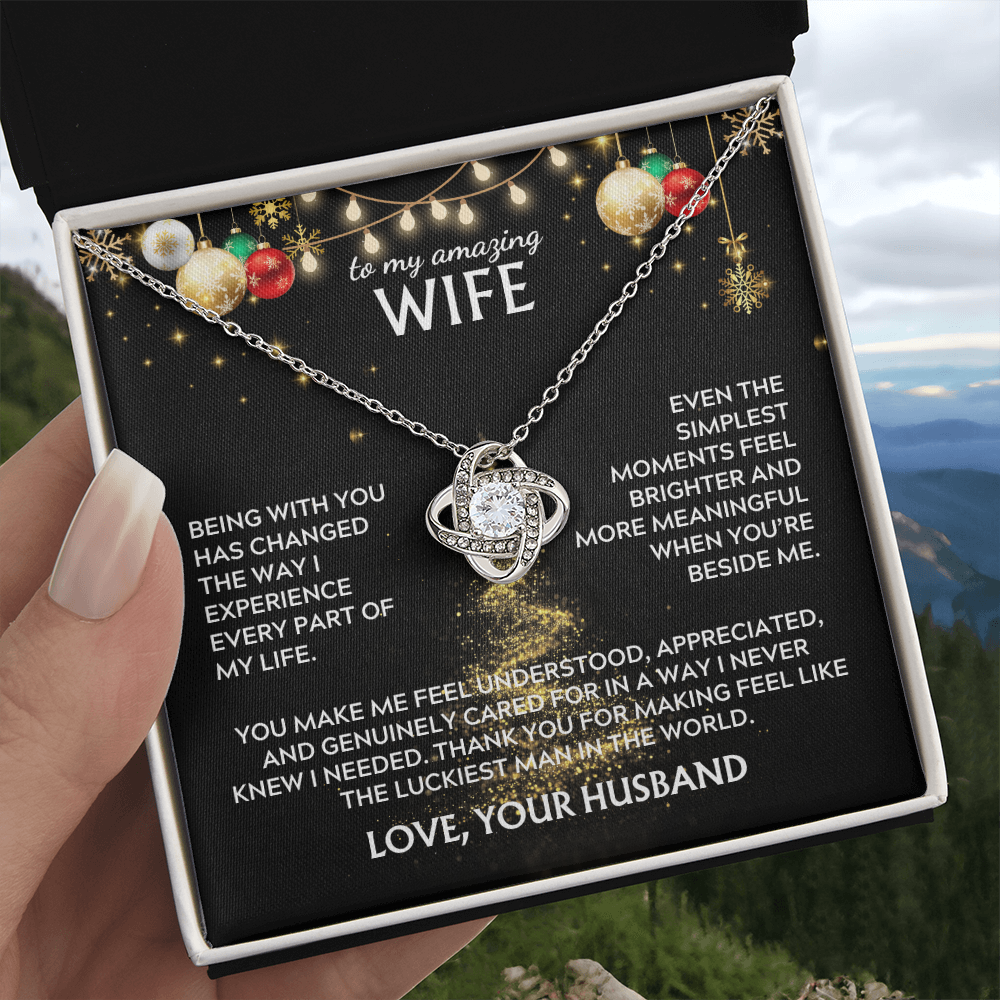 To wife, from husband. Luckiest man in the world. Holiday card.