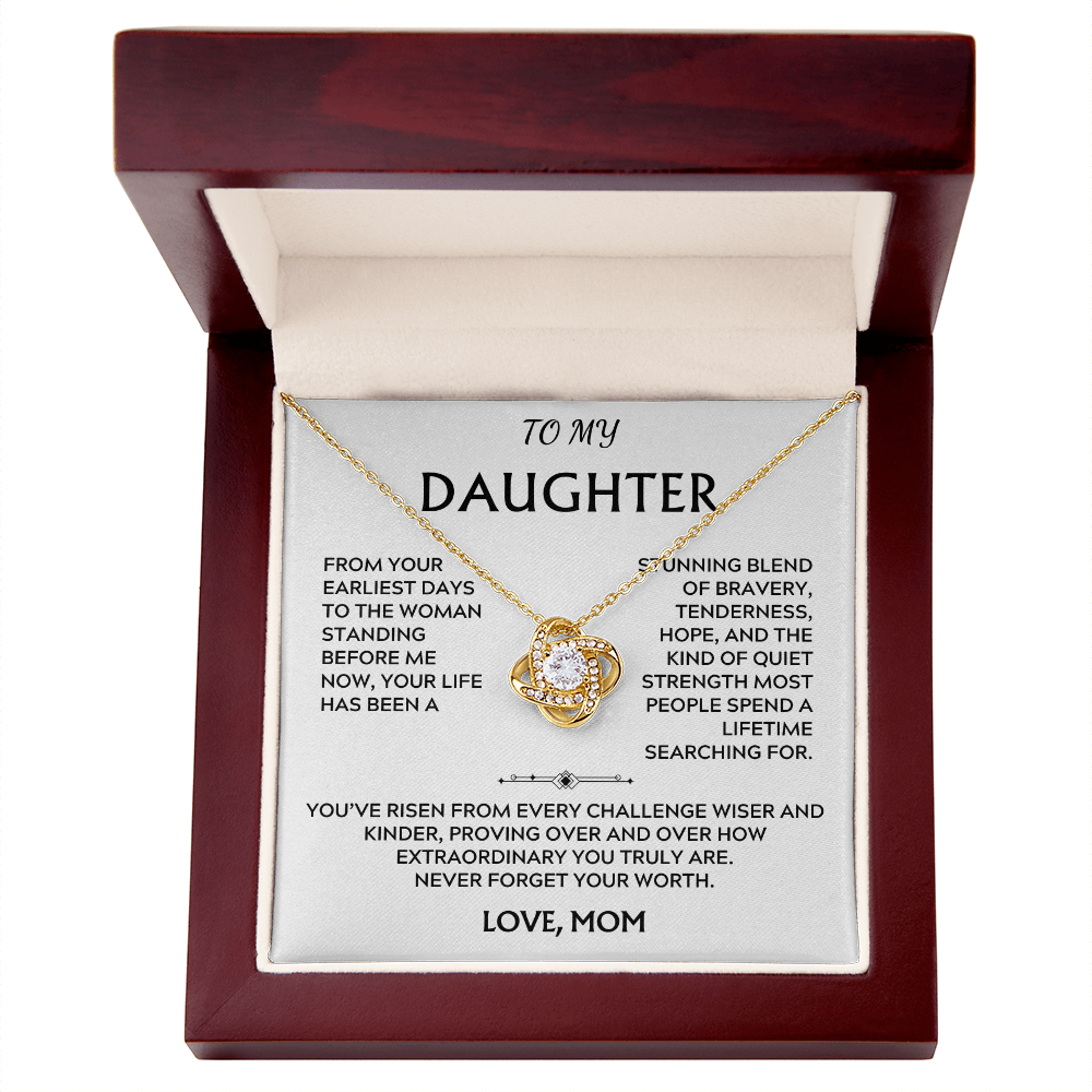 To Daughter, from Mom. Loving, inspiration, heartfelt necklace.