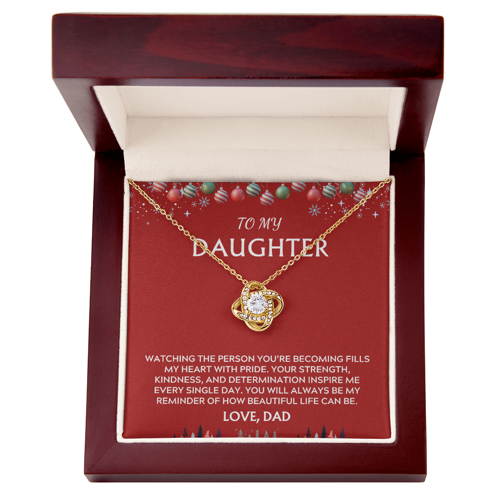 To Daughter, from Dad. Inspirational message with a holiday background.