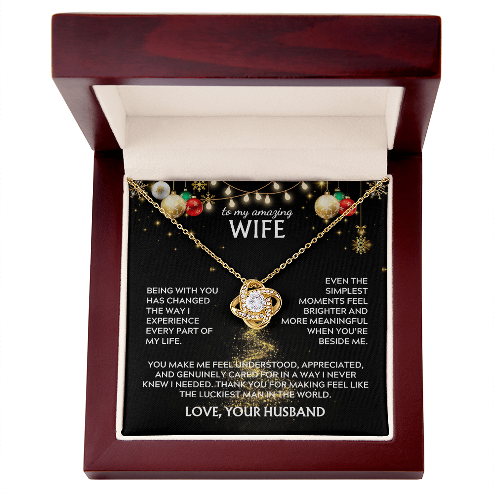 To wife, from husband. Luckiest man in the world. Holiday card.