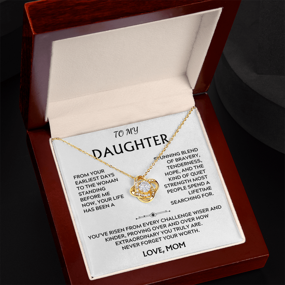 To Daughter, from Mom. Loving, inspiration, heartfelt necklace.