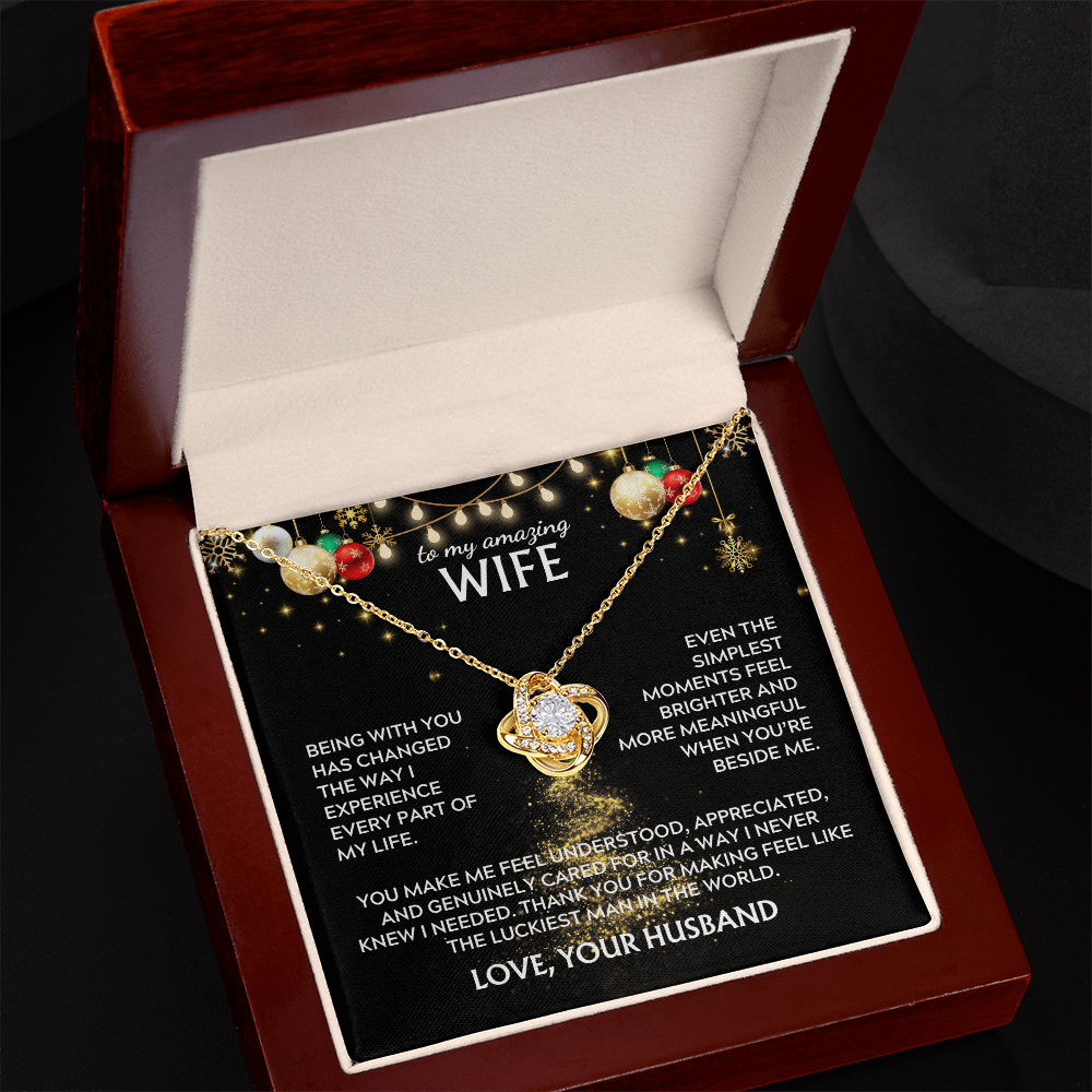 To wife, from husband. Luckiest man in the world. Holiday card.