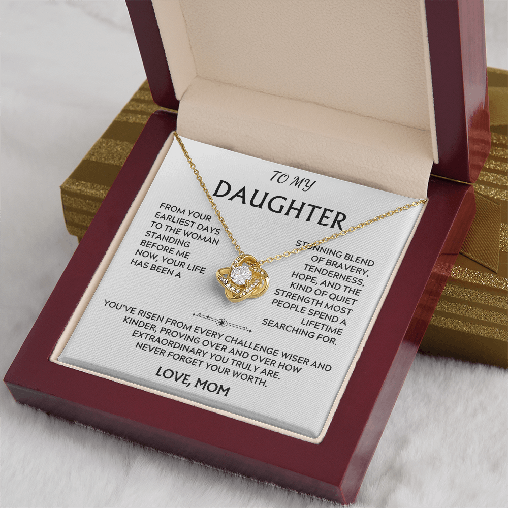 To Daughter, from Mom. Loving, inspiration, heartfelt necklace.
