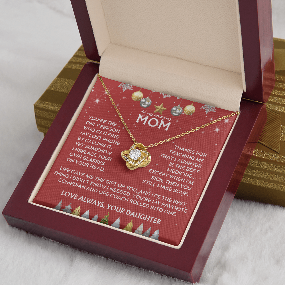 To Mom, from Daughter. Life gave me the gift of you. Holiday card.