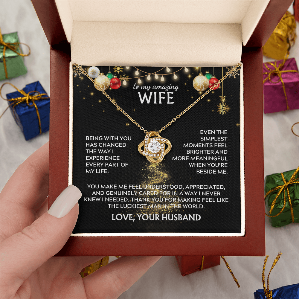 To wife, from husband. Luckiest man in the world. Holiday card.