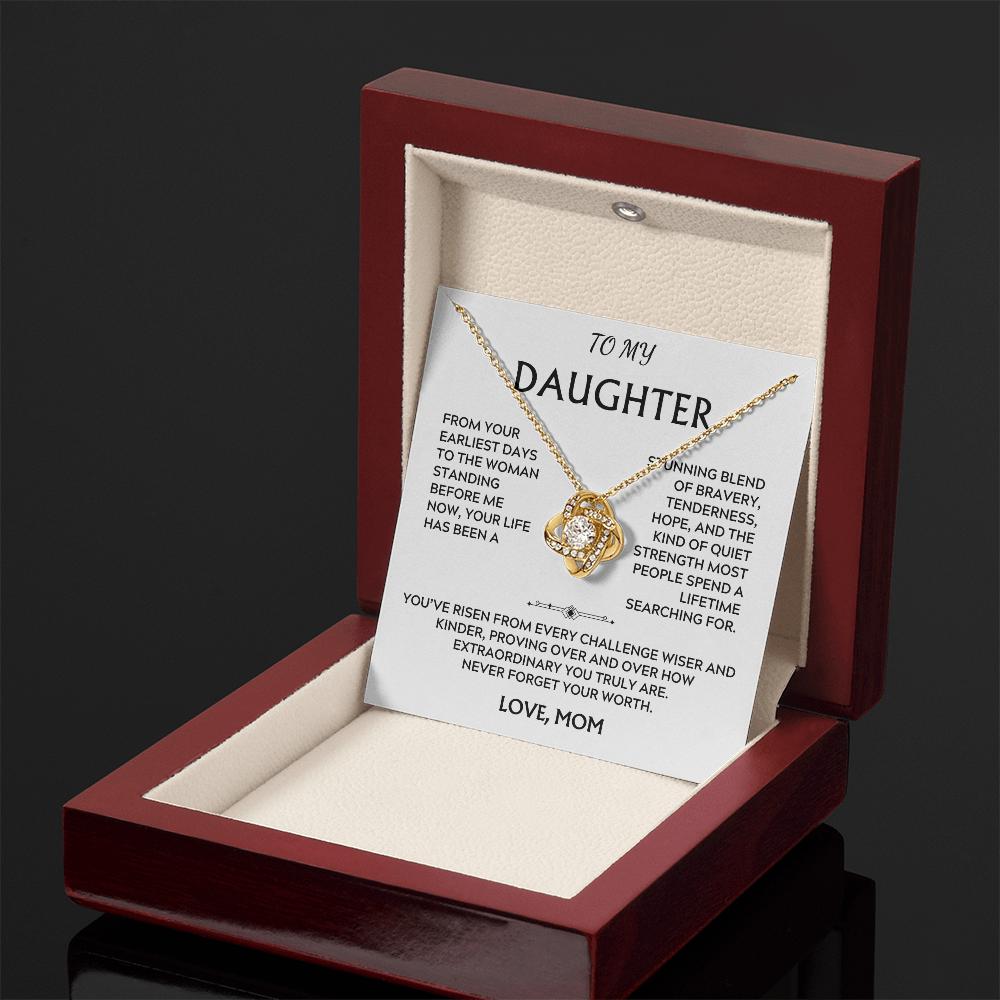 To Daughter, from Mom. Loving, inspiration, heartfelt necklace.