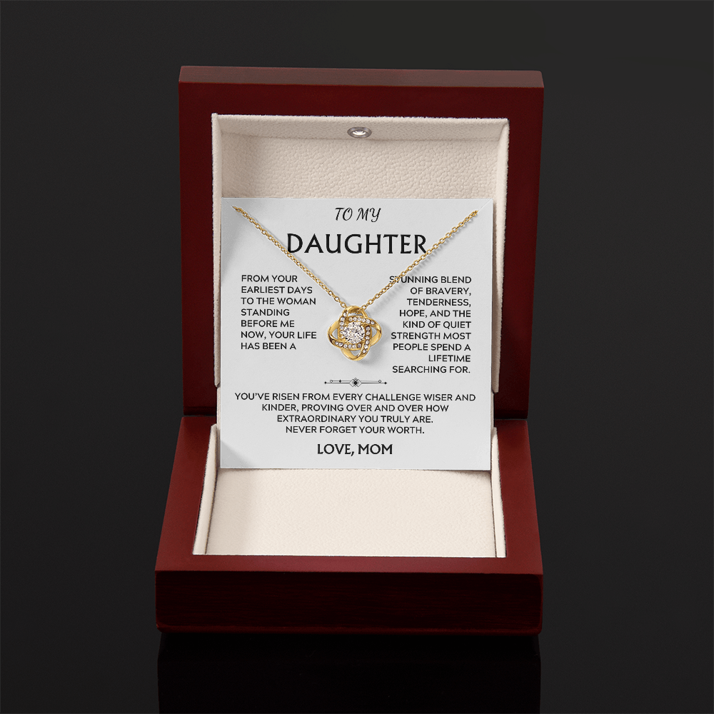 To Daughter, from Mom. Loving, inspiration, heartfelt necklace.