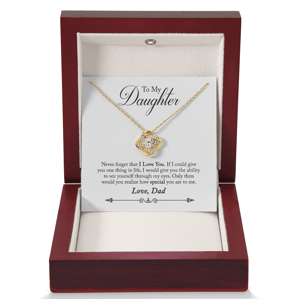To Daughter, Love Dad - Never Forget That I Love You - Love Knot Necklace