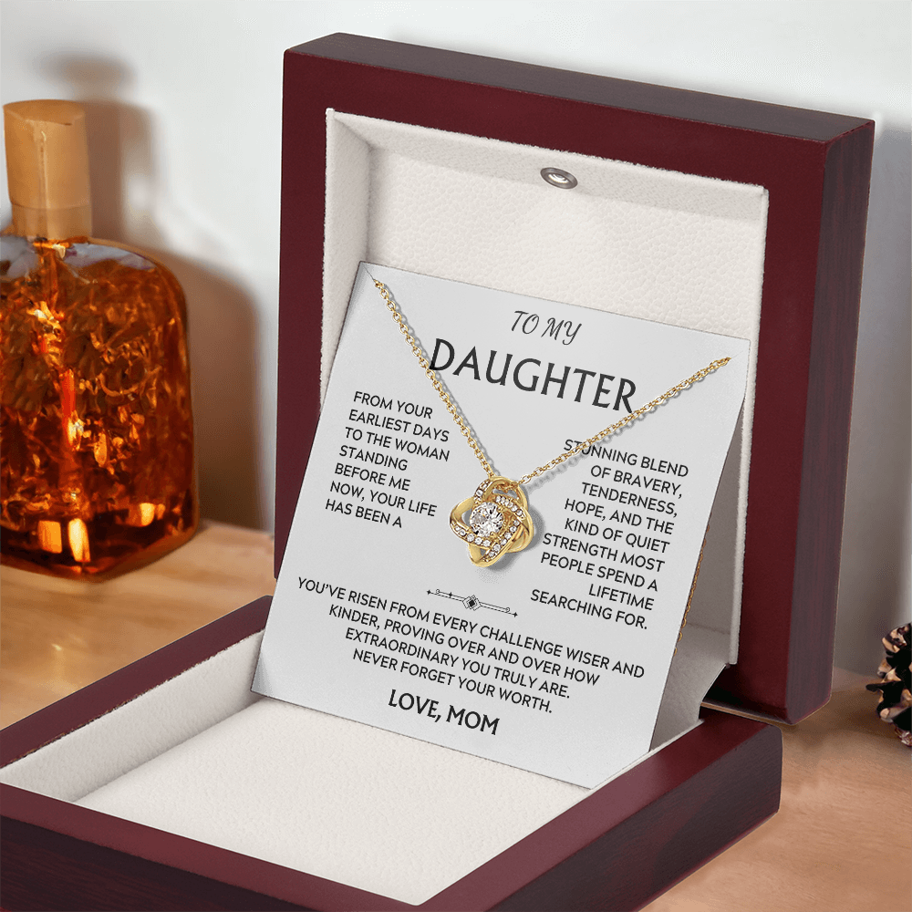 To Daughter, from Mom. Loving, inspiration, heartfelt necklace.