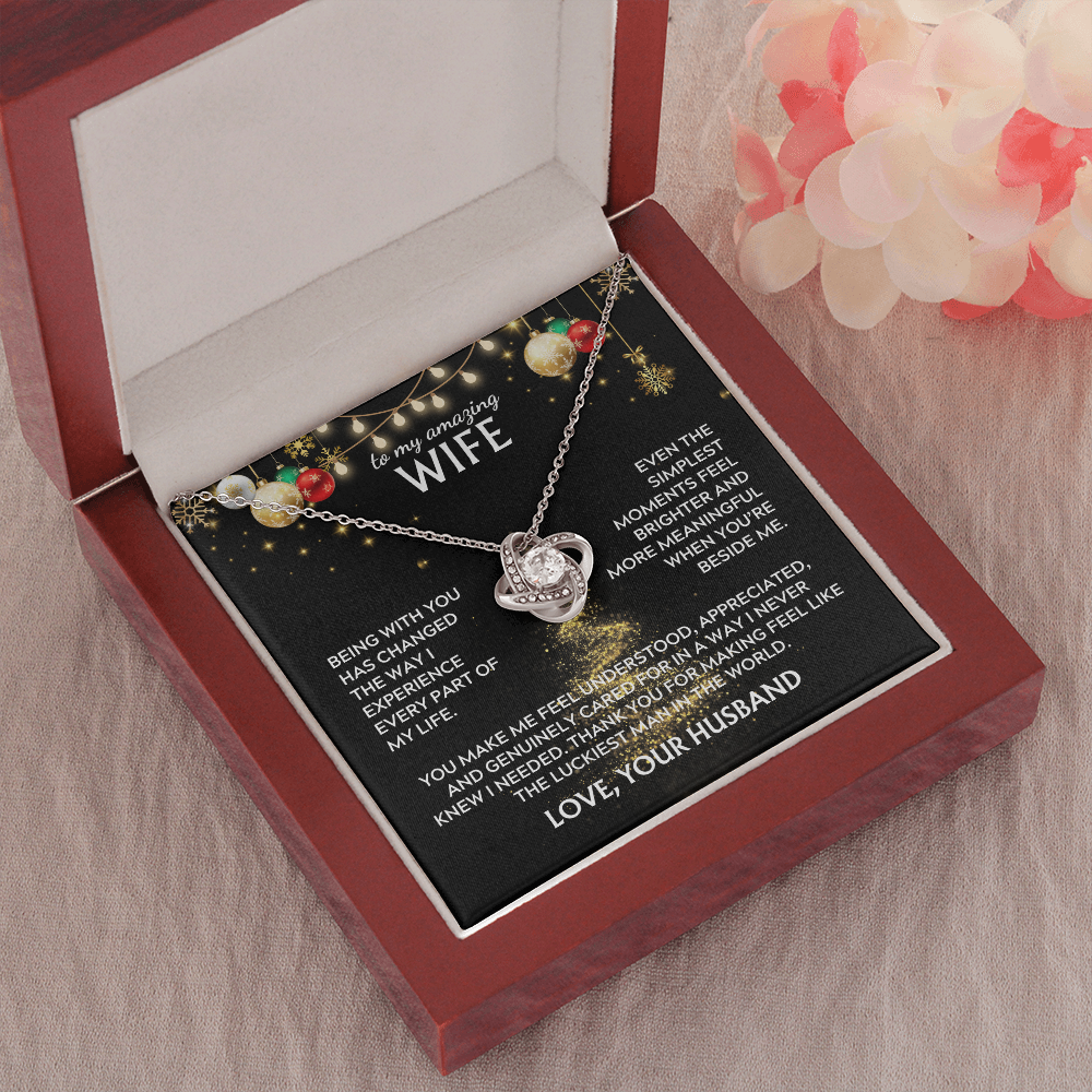 To wife, from husband. Luckiest man in the world. Holiday card.