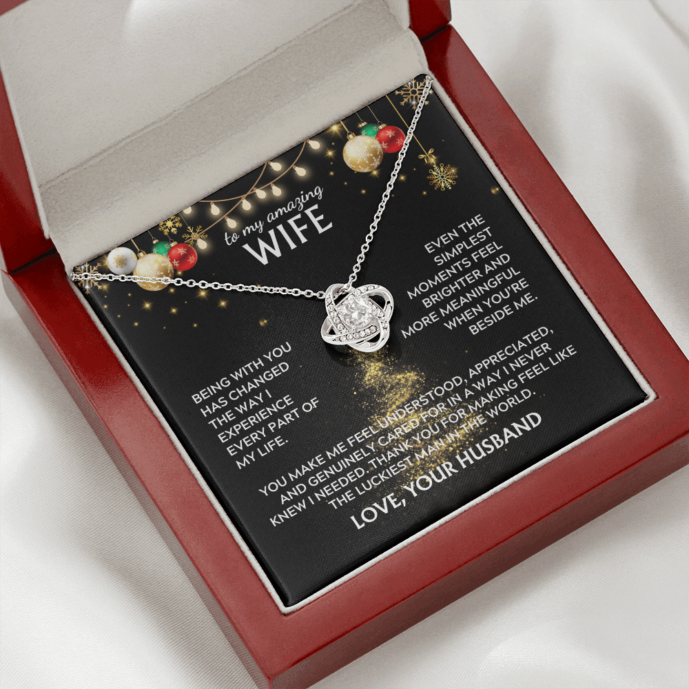 To wife, from husband. Luckiest man in the world. Holiday card.