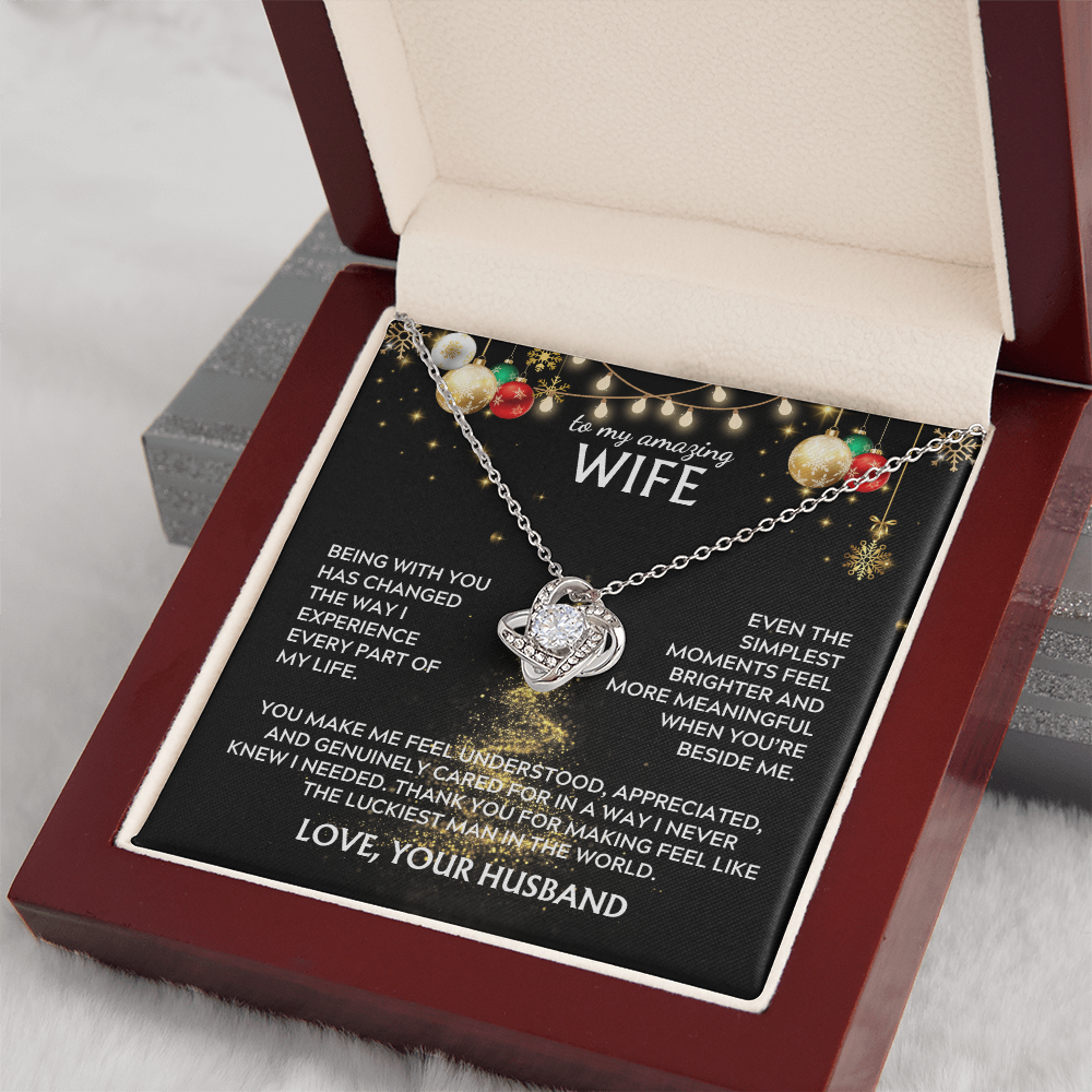 To wife, from husband. Luckiest man in the world. Holiday card.