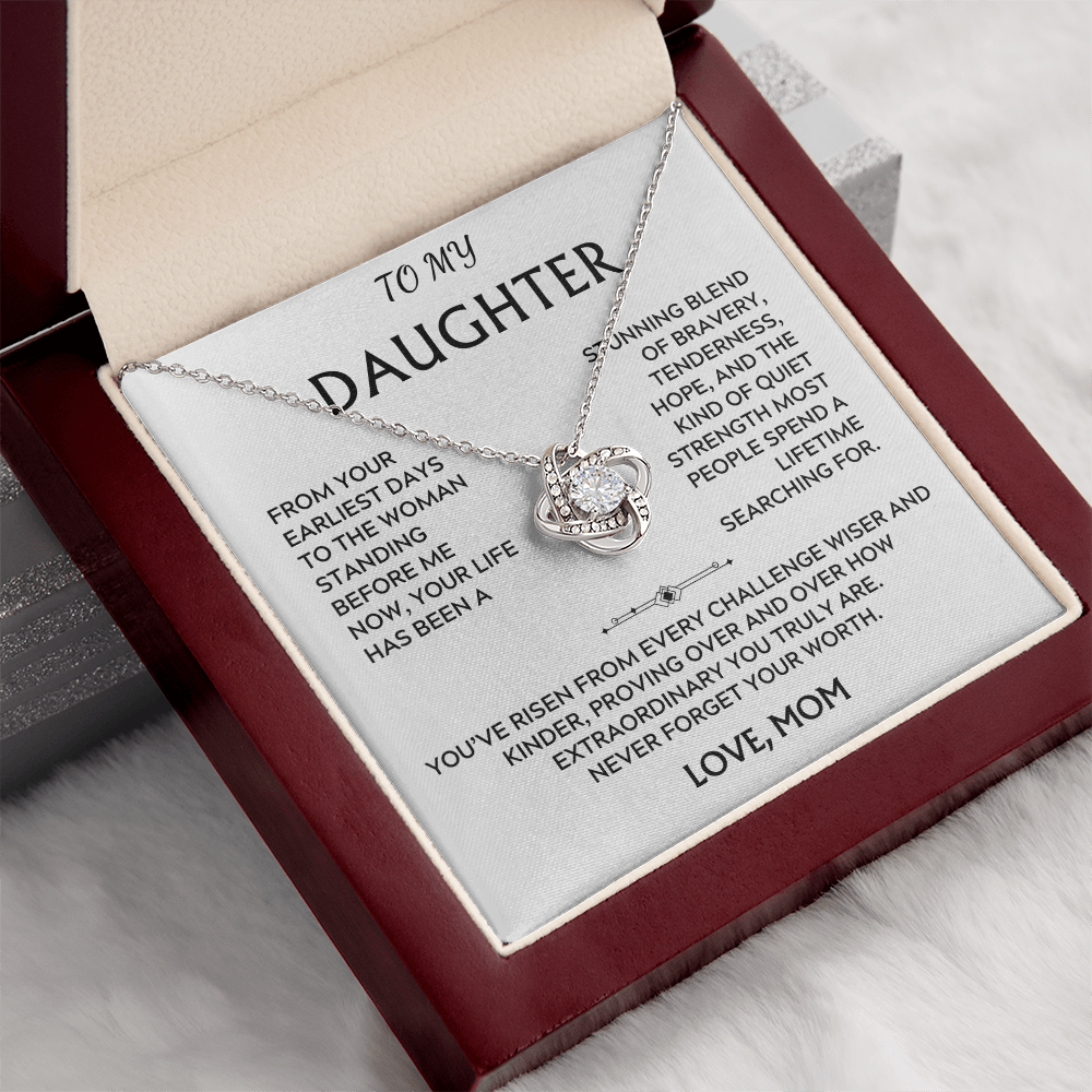 To Daughter, from Mom. Loving, inspiration, heartfelt necklace.